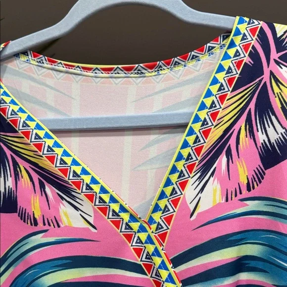 Tropical Pink and Green Two-Piece Set - Picture 3 of 6